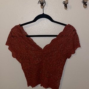 Lace red shirt